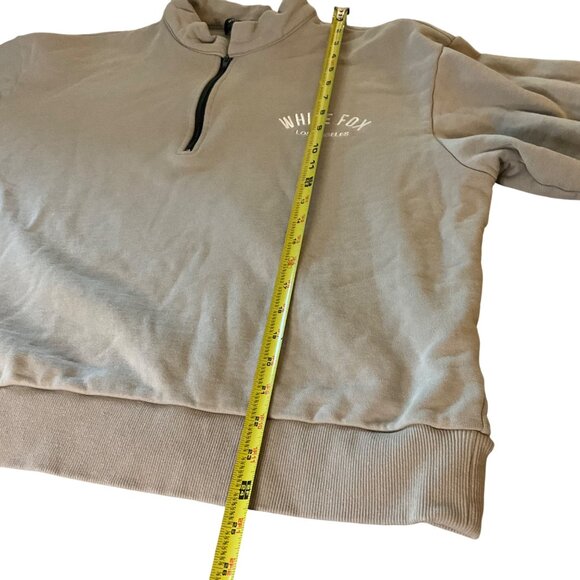 White Fox Los Angeles Half-Zip Pullover Sweatshirt S Cotton-Polyester tan taupe - Picture 9 of 9